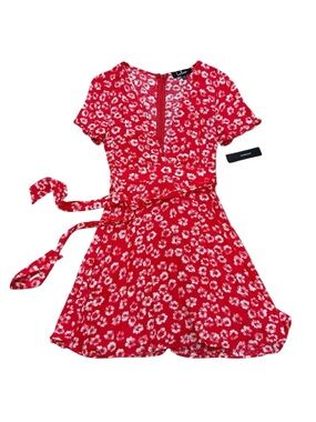 Women’s LuLus Red Floral Mini Dress Deadstock 2010s